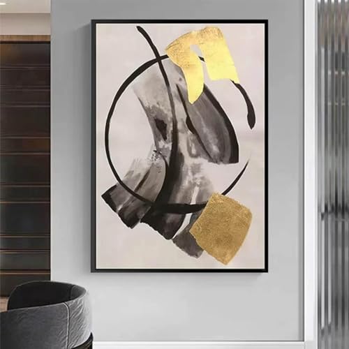 Tableau abstrait noir et or pour habiller un grand mur vide - 6