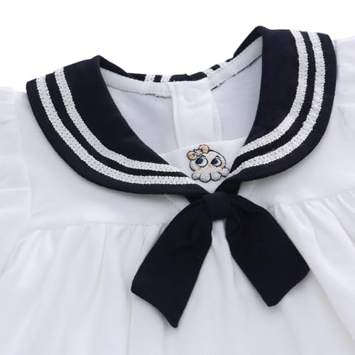 famuka Baby Girl Sailor Dress Short Sleeve Nautical Playwear Dress4