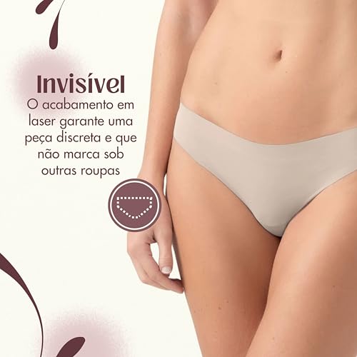 SHE BY MASH Calcinha Feminina Corte à Laser Fio Dental Microfibra Adulto, 3 Chocolates, G