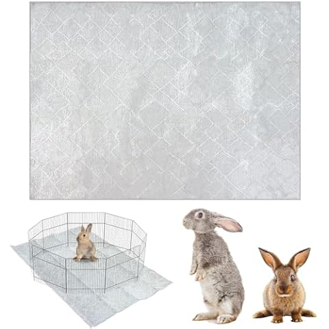 BNOSDM 63x47In Rabbit Cage Liner Washable Bunny Mats Reusable Floor Protect Rug with Anti Slip Bottom, Soft Pets Dog Playpen Pads for Rabbit Dog Chinchilla Guinea Pig Ferret Cover
