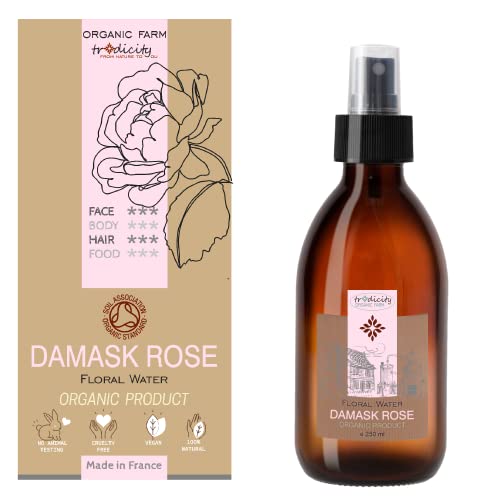bleu & marine Bretania - Agua de Rosa de Bulgaria Bio | Tónico Facial Antiedad | Fragancia Corporal Reafirmante | Astringente Facial | Cuidado Capilar, 250 ml