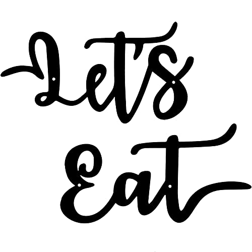Hotop 2 Pieces Let's Eat Metal Sign, Rustic Black Cutout Eat Kitchen Decor, Kitchen Hanging Wall Plaque Farmhouse Wall Sign for Home Kitchen Dining Living Room Decoration