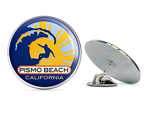 Round Surfer On Wave Pismo Beach California (Surfing surf Retro Beach) Metal 0.75