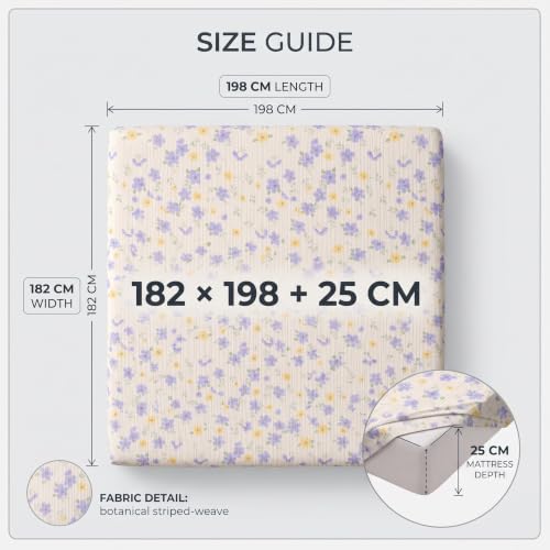 Image of VAS COLLECTIONS 240 TC Premium Fitted Bedsheet, Floral Printed King Size Elastic Deep Pocket Mattress Cover, Soft Breathable Bed Sheet for Bedroom, 72 x 78 + 10 Inches (183 x 198 + 25 cm) - Periwinkle