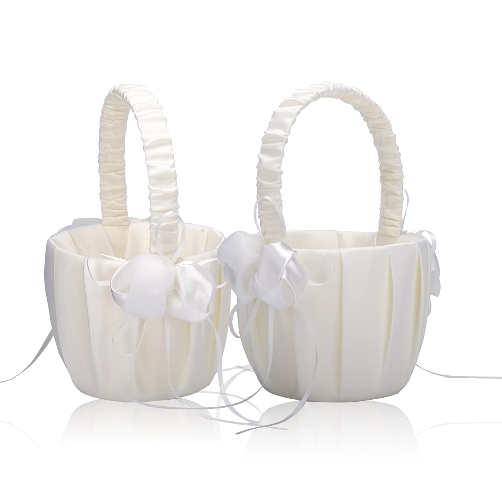 2pcs Wedding Flower Girl Basket Flower Basket for Wedding Ceremony Decor Wedding Party Decoration