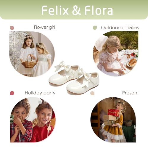 Image of Felix & Flora Toddler Flower Girl Dress Shoes - Baby Girl Ballet Mary Jane Flats for Party School Wedding