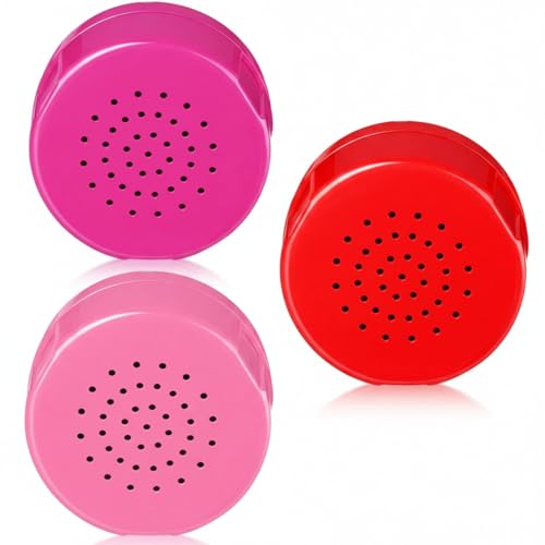 Copkim 3 Pcs 20 Seconds Voice Recorder for Stuffed Animal Round Shape DIY Sound Voice Recording Message for Plush Doll Stuffed Bear Pillow Valentines Day Birthday Gifts (Red Rose Red Pink)