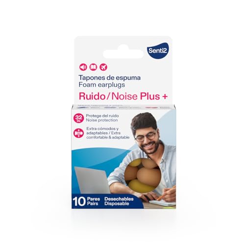 Senti2 Ohrstöpsel aus Schaumstoff, extra bequem und anpassbar, 20 Stück (10 Paar)