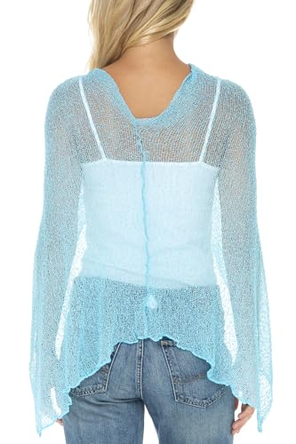 Image of SHU-SHI Womens Sheer Knit Poncho Shrug Lightweight Cover Up One Size Fits Most