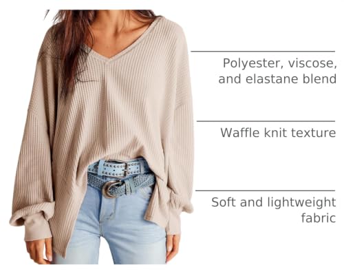 Image of Dokotoo Womens Waffle Knit Tops Trendy Fashion 2026 Oversized T Shirts