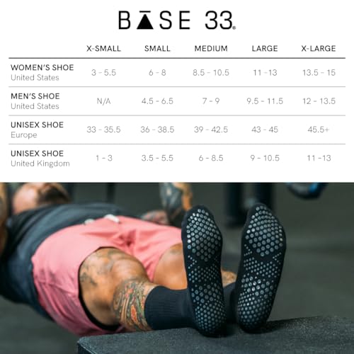 BASE XXXIII Herren Base33 Crew Grey Large rutschfeste Socken von Pilates, Grau, L