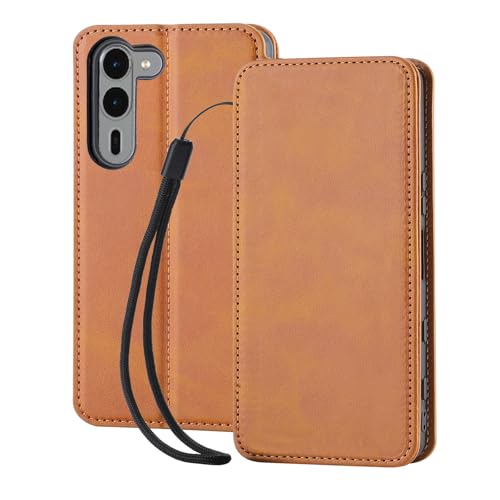 Arrows We2 Plus F-51E ケース 手帳型 wangChuan アローズWe2 プラス スマホケース レザー カード収納 内蔵マグネット式(携帯ストラップ付き)ライトブラウン