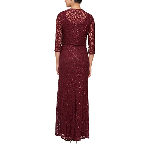 Image of Alex Evenings Women's Long Lace Jacket Dress