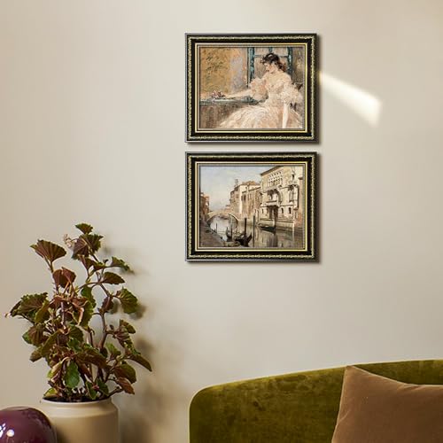 Image of upsimples Vintage 8x10 Picture Frame, Antique Black and Gold Frames, 2 Pack | Gold Picture Frames, Fits 8 x 10 Photos, Elegant Vintage Design, Wall or Tabletop Decor, for Wedding or Family Memorie