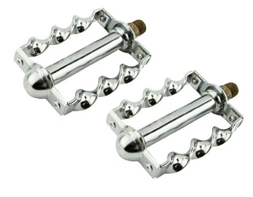 Alta Bicycle Flat Twisted Bike Pedals, Multiple Sizes and Colors (Chrome, 9/16