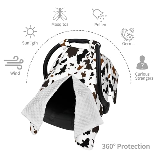 Image of Western Cow Print Baby Car Seat Canopy Cover Multi Use Nursing Cover for Mom Nursing Covers Newborn Cow Print Shower Gift