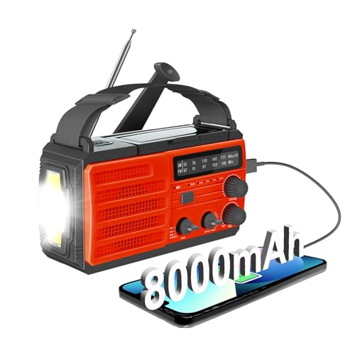 Radio dynamo survie AM/FM rechargeable avec batterie secours 8000mah SOS