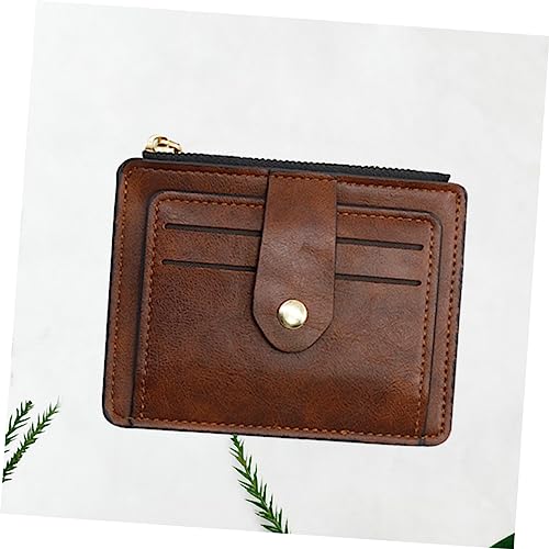 LIFKOME Simple Leather Wallet for Women Multi Card Zipper Purse Brown for Office and Parties Convenient for Credit Cards Id Cash and Coins Present for Special3