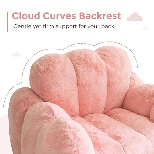 Image of MAXYOYO Bean Bag Chair, Cloud Shaped Bean Bag Sofa for Adults, Soft Stuffed Lazy Floor Sofa with Supportive Filling, Comfy Single Couch for Living Room, Bedroom, Apartment, Pink