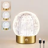 HARPER LIVING Lampe de table rechargeable, petite lampe de bureau sans fil, 3 couleurs et lampes tactiles LED à intensité variable, lampe de table à piles USB pour chevet, salon, chambre d'enfant