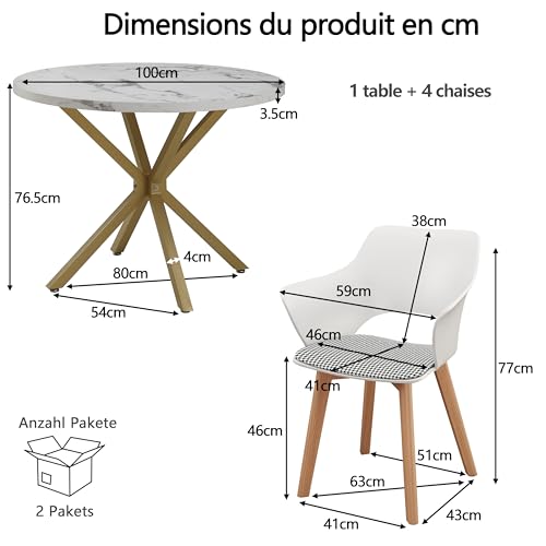 Mesa redonda 100 cm ahorra espacio con 4 sillas tapizadas comodas para comedor 6