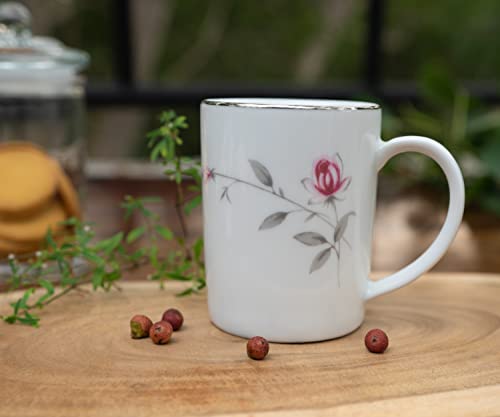 Image of DANKOTUWA, world-class tableware Set Of 2 Luxury Porcelain Coffee Mugs 250Ml With Platinum, Elegant And Durable Cups, Vegan Scratch Resistant Hard Chip Resistant, Gift For Any Occasion (Lasting Rose)