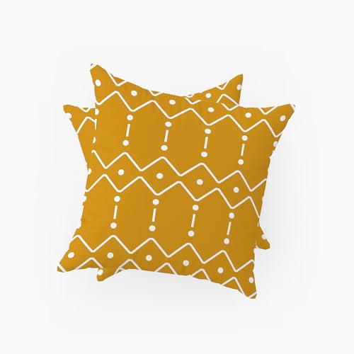 ggaimwf Geometric Pillow Cases 2 Pack Geometric Pattern Yellow Cushion Covers Abstract Pillow Covers Modern Cushions Covers for Sofa Living Room Home Decor Square Cushions 60x60cm - Image 2