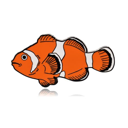 Broche poisson-clown orange pour accessoiriser un sac en toile