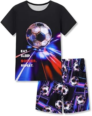 Tebbis Boys Black Soccer 2-Piece Short Sleeve Pajama Set Size 12