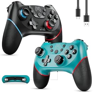 Diswoe Switch Controllers, 2 Pack Wireless Pro Controller for Switch 2/Lite/OLED with Mappable Buttons, Hall Effect Gaming Controller for PC/Android with Motion Control/Vibration/Turbo/Wake Up