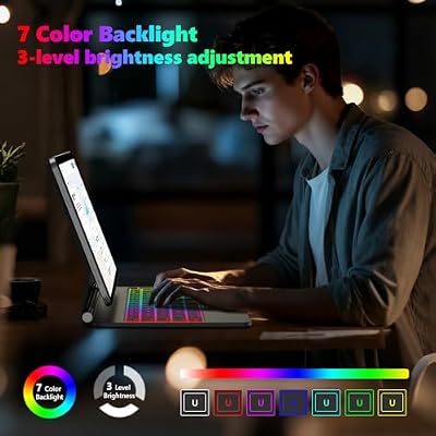 For iPad Air 11 Inch Case with Keyboard (M4 2026/M3 2025/M2 2024) & iPad Pro 11 Inch Case/Air 10.9 5th/4th Gen,Floating Cantilever Stand - Magic Keyboard with 7-Color Backlight , Multi-Touch Trackpad