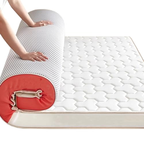 Peiaw Colchón Plegable,colchón Fino De Cama Sin Presión con Tejido De Punto Acolchado Hexagonal,colchón De Sueño Portátil De Alta Resiliencia con Ventilaciones Laterales(5cm,90x190cm)