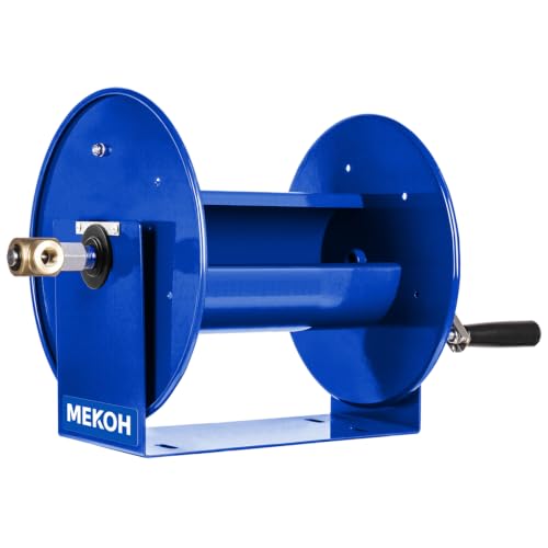 MEKOH Pressure Washer Hose Reel 150FTx3/8 300FTx1/4 Manual Power Washer Hose Reel with M22 14mm Fitting 4500PSI Heavy Duty Hose Reel for Water High Pressure Metal Reel with Wall/Van/Trailer Mount