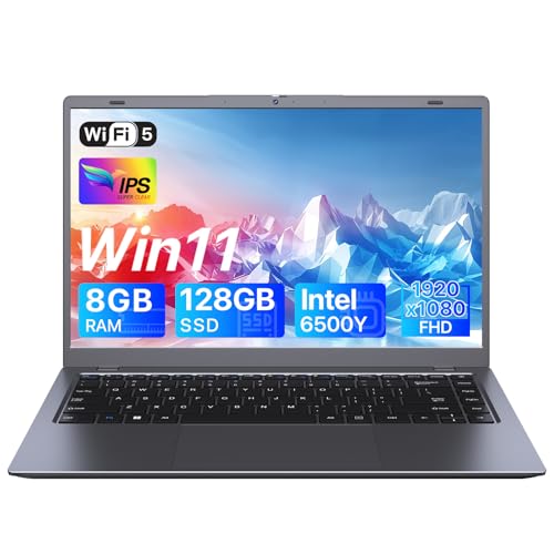 Image of 2026 Laptop Computer, Pentium Gold 6500Y (Beat Celeron, Up to 3.4GHz), 8GB RAM 128GB SSD, Bluetooth, WiFi, HDMI, USB-C PD, Privacy Webcam, 38Wh Battery, Thin & Portable Laptops, Work /Business