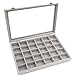 Wudygirl 30 Grid Jewelry Organizer Velvet Jewelry Box Jewelry Tray with Clear Lid Storage Case Showcase Display Stackable Removable (30 Grid)