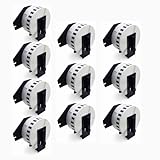 GROF 10 Rollen DK-22210 Endlosetiketten kompatibel mit Brother – 29mm x 30,48m, QL-Etikettendrucker Rolle für QL-500 QL-700 QL-800 QL-1100