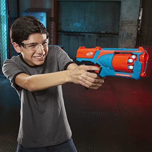 Nerf Elite Strongarm orangefarbener Blaster – Rotationstrommel, Schnellfeuer, 6 Nerf Elite Darts – für Kinder, Teenager, Erwachsene