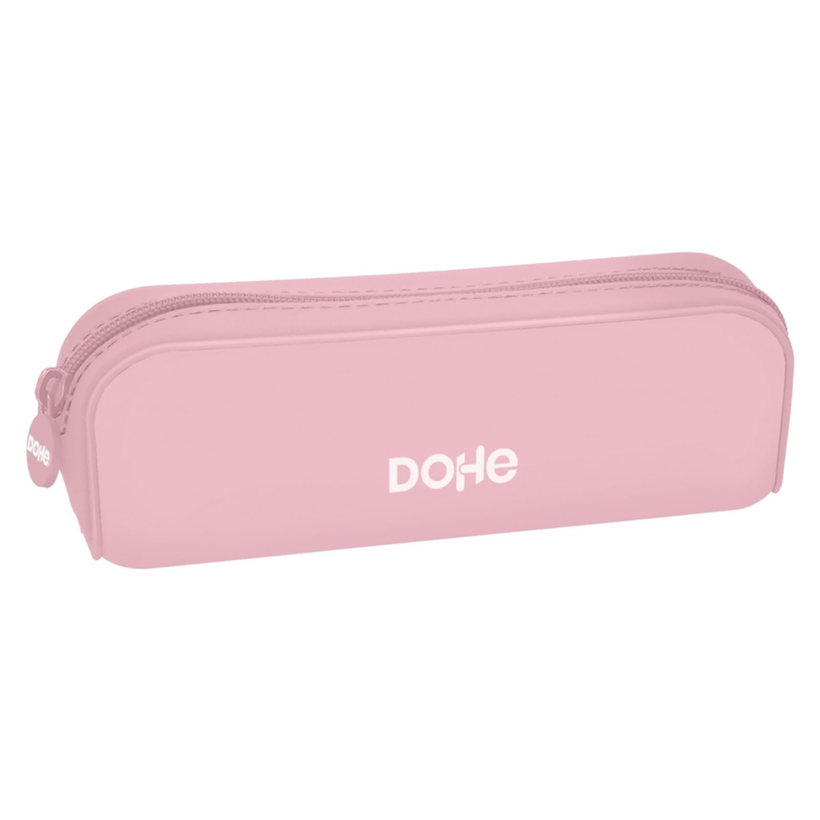 DOHE - Simple Silicone Pencil Case - 1 Zippered Compartment, Rectangular Pencil Case Multipurpose, Soft Touch, 20x6x8 cm - Serenity Pink