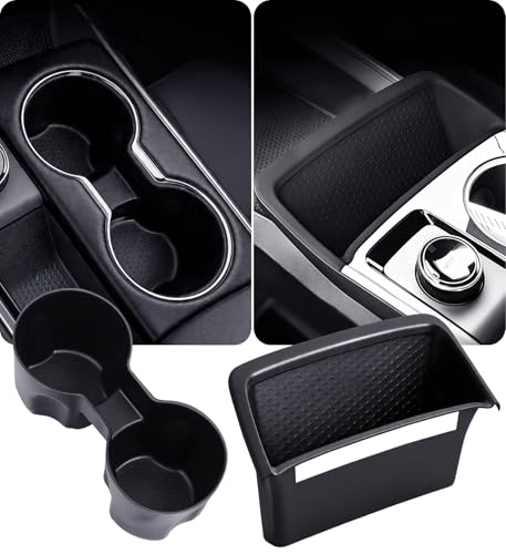 Image of Cup Holder Insert & Wireless Charging Protective Mat for Chevrolet Equinox 2026 2025(Not for EV) Interior Accessories Cup Holders & Wireless Charger Cover Pad for Chevy Equinox 2025-2026, Black