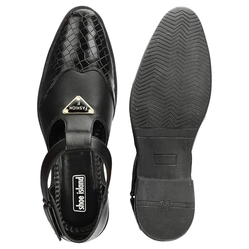 Generic Black Leatherette Roman Sandals - Image 5