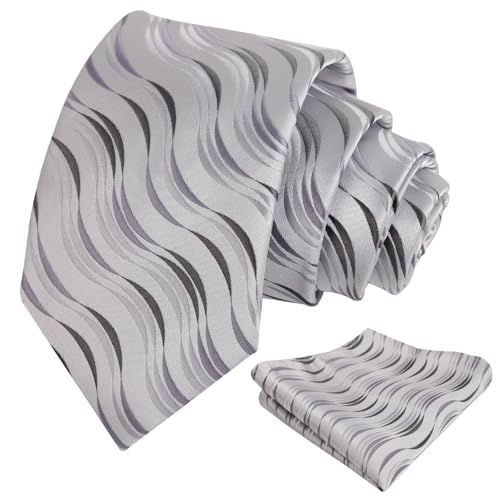 Image of Alizeal Mens 3.15'' Gradient Novelty Pattern Tie Set with Pocket Square Casual Color Tie Set