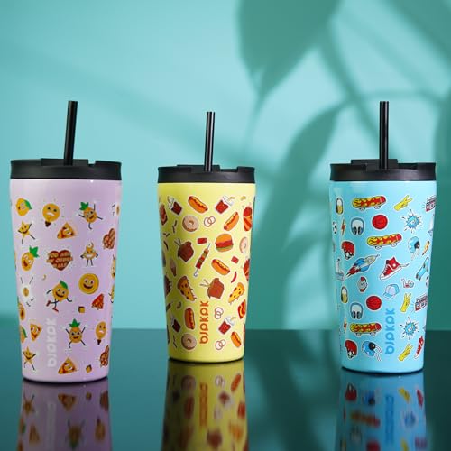 Image of BJPKPK 18 oz Coffee Tumbler with Straw, Insulated Stainless Steel Cup