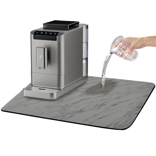 Santentre Alfombrilla Cafetera 60 x 40 cm,Alfombrilla Escurreplatos Absorbente Ocultar Mancha, Alfombrilla Secado de Platos Respaldo de Goma, Aplicación Amplia Alfombra Escurreplatos para Cocina