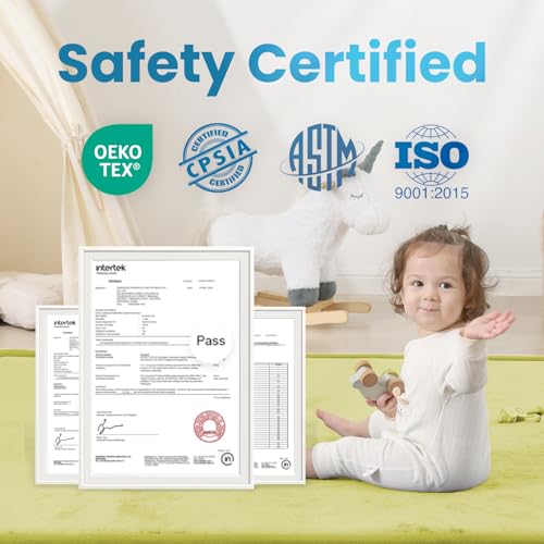 Image of 1.3 inch Thick Baby Play Mat for Floor, 28x72 Foam Tummy Time Mat, Padded Support Soft Plush Bedside Rugs for Infant Kids Toddler Crawling Kick Activity (Light Green)