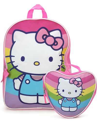 Fast Forward Hello Kitty Girls Backpack and Lunch Box Set - 2 Piece 15 Inch School Backpack With Detachable Lunch Bag Set Size One Size Hello Kitty Heart Lunch