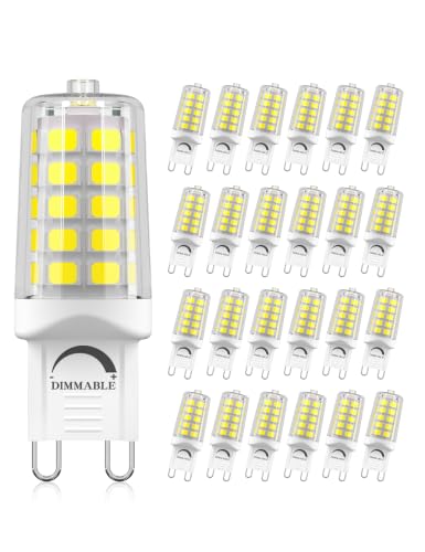 Image of BAOMING 24-Pk G9 LED 4W, 6000K Daylight, Dimmable Ceramic Base Bulb, 450LM | 24-Pk 4W G9 LED, 40W Equiv, 450LM, Smooth Dimming, Flicker-Free, Ceramic Base for Heat Resistance, Chandelier & Sconce