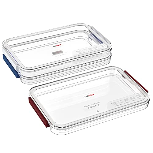 Oterri 3 Pcs Clear Paper Storage Box, Plastic File Storage Boxes With Lids Stackable, Clear Paper Organizer, Plastic File Box For A4 File Paper,Scrapbook,Document, Photo.(Red+Blue+White) #TOP28