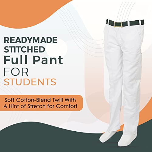 Image of School Uniform White Pant for Boys | Formal Trouser for Boys | Readymade Stitched Full Pant for Students | Clothes for School Children