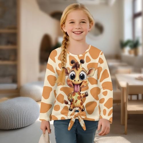 Girls Long Sleeve Fall Shirts Classic Crew Neck Causal Tops Relax Fit Play Wear Cute Back to School Shirt Size 5-124