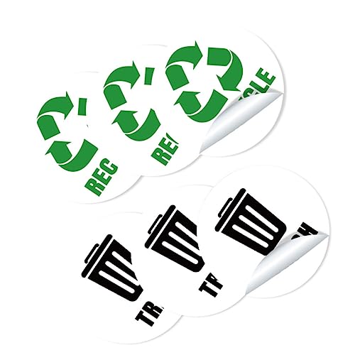 BCOATH 1set Garbage Classification Decals Self-Adhesive Stickers for Waste Sorting Labels for Tile and Trash Cans Material English Letter Pattern